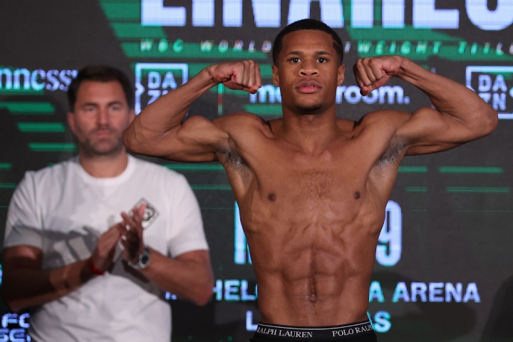 Devin Haney-Jorge Linares weigh-in results from Mandalay Bay in Las Vegas. Foto